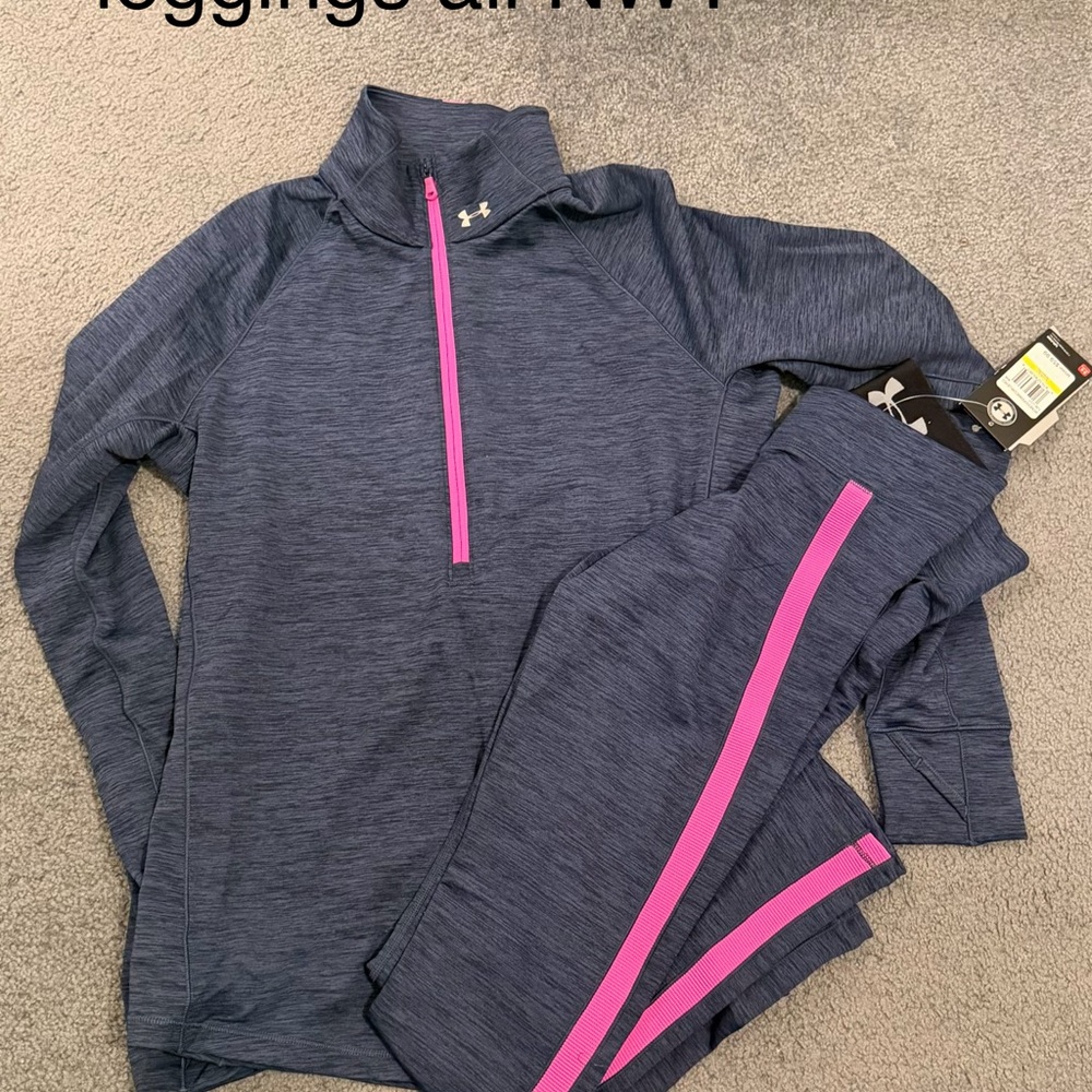 Under Armour Heathered Blue and Pink Workout Set